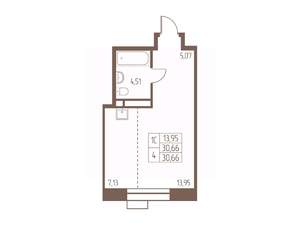 Студия квартира, строящийся дом, 31м2, 21/24 этаж