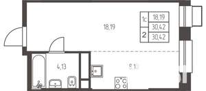Студия квартира, вторичка, 30м2, 18/25 этаж