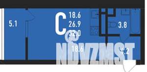 Студия квартира, вторичка, 32м2, 13/17 этаж