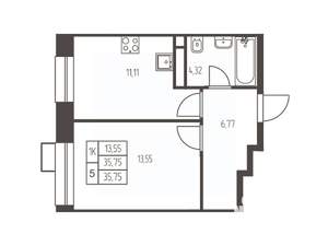 1-к квартира, вторичка, 36м2, 11/20 этаж