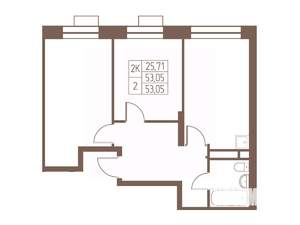 2-к квартира, вторичка, 53м2, 15/24 этаж