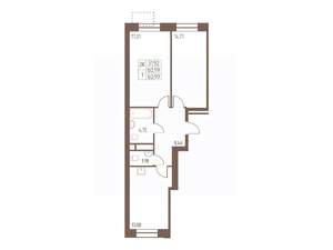 2-к квартира, строящийся дом, 61м2, 3/24 этаж