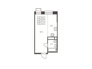 Студия квартира, строящийся дом, 30м2, 15/25 этаж