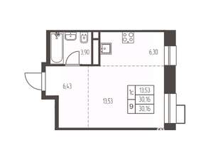 Студия квартира, вторичка, 30м2, 10/20 этаж