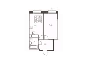 1-к квартира, вторичка, 39м2, 16/25 этаж