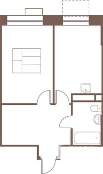 1-к квартира, вторичка, 43м2, 2/24 этаж