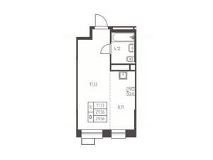 Студия квартира, строящийся дом, 30м2, 19/25 этаж