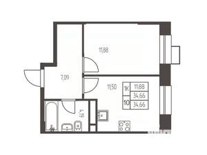 1-к квартира, вторичка, 35м2, 9/20 этаж