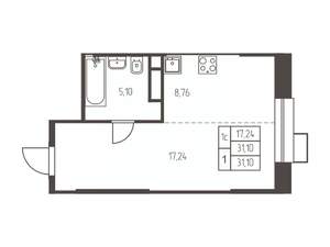 Студия квартира, строящийся дом, 31м2, 3/25 этаж