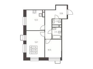 2-к квартира, строящийся дом, 58м2, 10/25 этаж