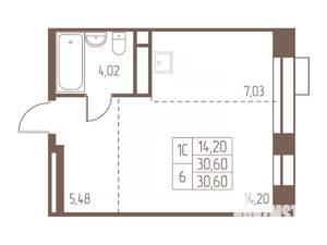 Студия квартира, вторичка, 31м2, 12/24 этаж
