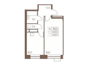 1-к квартира, вторичка, 41м2, 24/24 этаж