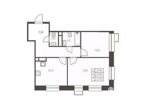 2-к квартира, строящийся дом, 58м2, 5/25 этаж