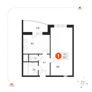 1-к квартира, вторичка, 40м2, 5/17 этаж