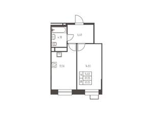 1-к квартира, строящийся дом, 39м2, 8/25 этаж