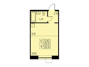 Студия квартира, вторичка, 28м2, 22/23 этаж