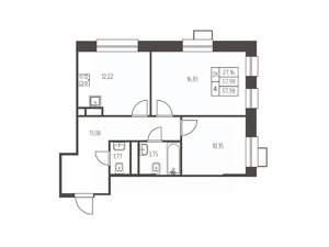 2-к квартира, строящийся дом, 58м2, 19/25 этаж