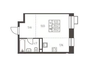 Студия квартира, строящийся дом, 29м2, 12/12 этаж