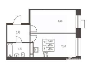 1-к квартира, вторичка, 42м2, 8/20 этаж
