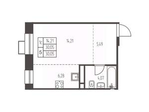 Студия квартира, вторичка, 30м2, 9/12 этаж
