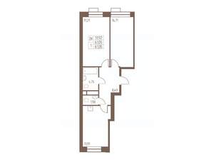 2-к квартира, строящийся дом, 61м2, 24/24 этаж