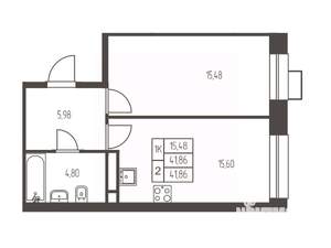 1-к квартира, вторичка, 42м2, 10/20 этаж
