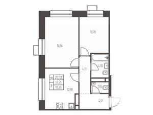 2-к квартира, вторичка, 55м2, 15/20 этаж