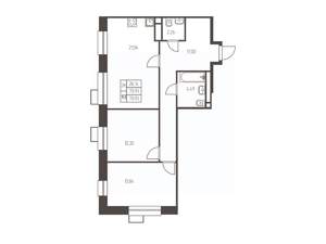 2-к квартира, строящийся дом, 71м2, 9/25 этаж