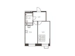 1-к квартира, строящийся дом, 39м2, 23/25 этаж