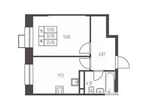 1-к квартира, вторичка, 36м2, 5/20 этаж