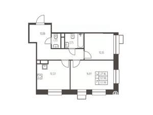 2-к квартира, строящийся дом, 58м2, 11/25 этаж