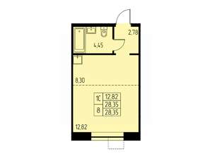 Студия квартира, вторичка, 28м2, 19/23 этаж