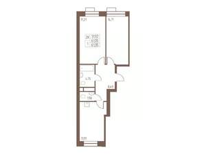 2-к квартира, строящийся дом, 61м2, 8/24 этаж