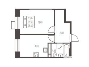1-к квартира, вторичка, 36м2, 14/20 этаж