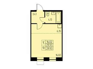 Студия квартира, вторичка, 30м2, 7/23 этаж