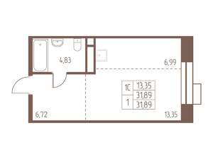 Студия квартира, строящийся дом, 32м2, 24/24 этаж