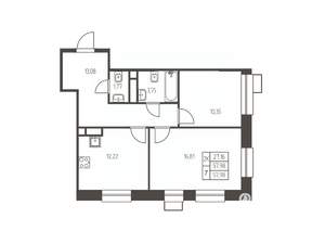 2-к квартира, строящийся дом, 58м2, 2/25 этаж
