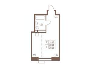 Студия квартира, вторичка, 31м2, 13/24 этаж
