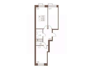 2-к квартира, строящийся дом, 61м2, 20/24 этаж