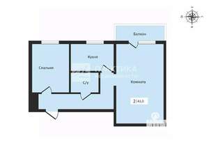 2-к квартира, вторичка, 43м2, 5/5 этаж