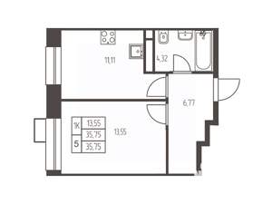 1-к квартира, вторичка, 36м2, 14/20 этаж