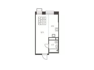 Студия квартира, строящийся дом, 30м2, 2/25 этаж