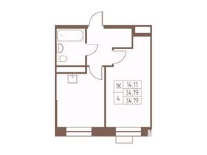 1-к квартира, вторичка, 34м2, 13/24 этаж