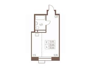 Студия квартира, строящийся дом, 31м2, 15/24 этаж