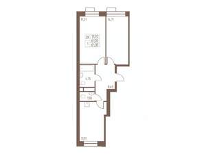 2-к квартира, строящийся дом, 61м2, 23/24 этаж