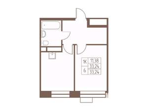 1-к квартира, строящийся дом, 33м2, 17/24 этаж