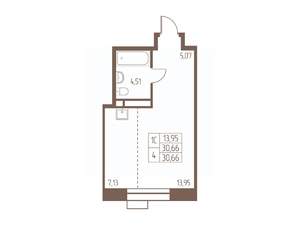Студия квартира, вторичка, 31м2, 22/24 этаж