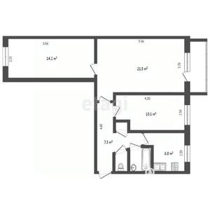 3-к квартира, вторичка, 62м2, 3/5 этаж