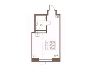 Студия квартира, вторичка, 31м2, 19/24 этаж