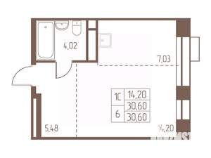 Студия квартира, строящийся дом, 31м2, 10/24 этаж